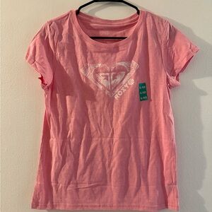Roxy Coral Pink Graphic Tee with White Logo